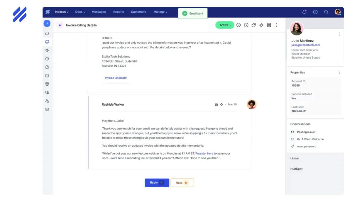 Help Scout dashboard