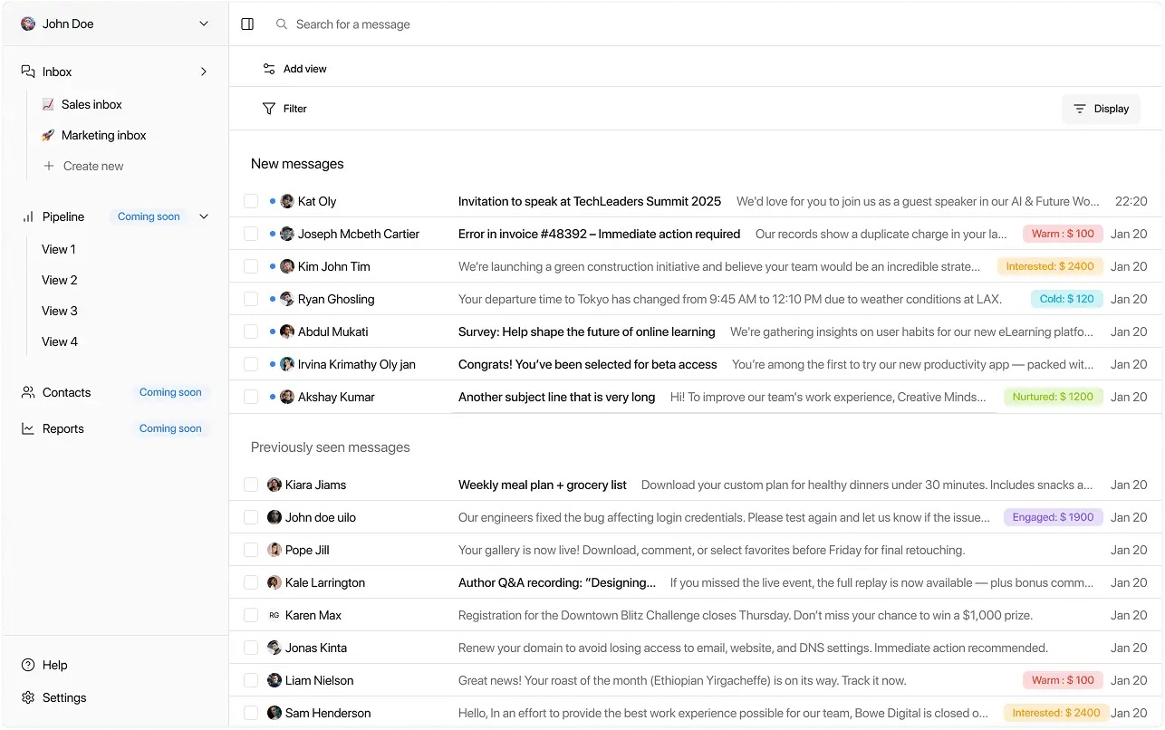 Master Inbox unified inbox dashboard